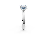 White gold Fancy Blue Asscher  Cut Solitaire Engagement Ring with Flat Band and Four-Prong Setting 2