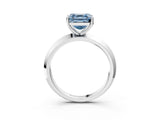 White gold Fancy Blue Asscher  Cut Solitaire Engagement Ring with Flat Band and Four-Prong Setting 3