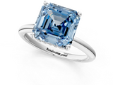 White gold Fancy Blue Asscher  Cut Solitaire Engagement Ring with Four-Prong Setting and Classic Band_18