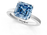White gold Fancy Blue Asscher  Cut Solitaire Engagement Ring with Four-Prong Setting on a Classic Band_1