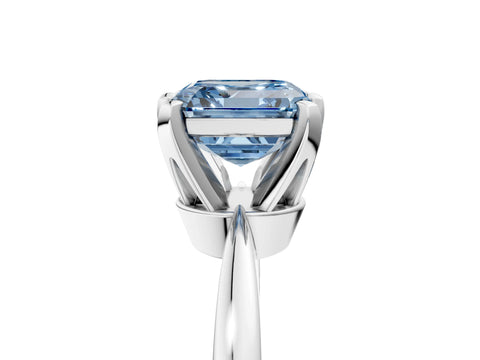 White gold Fancy Blue Asscher Cut Solitaire Engagement Ring with Six-Prong Setting and Tapered Band_5
