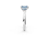 White gold Fancy Blue Asscher  Cut Solitaire Engagement Ring with Tapered Band and Four-Prong Setting 3