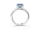 White gold Fancy Blue Asscher  Cut Solitaire Engagement Ring with Tapered Band and Four-Prong Setting 4