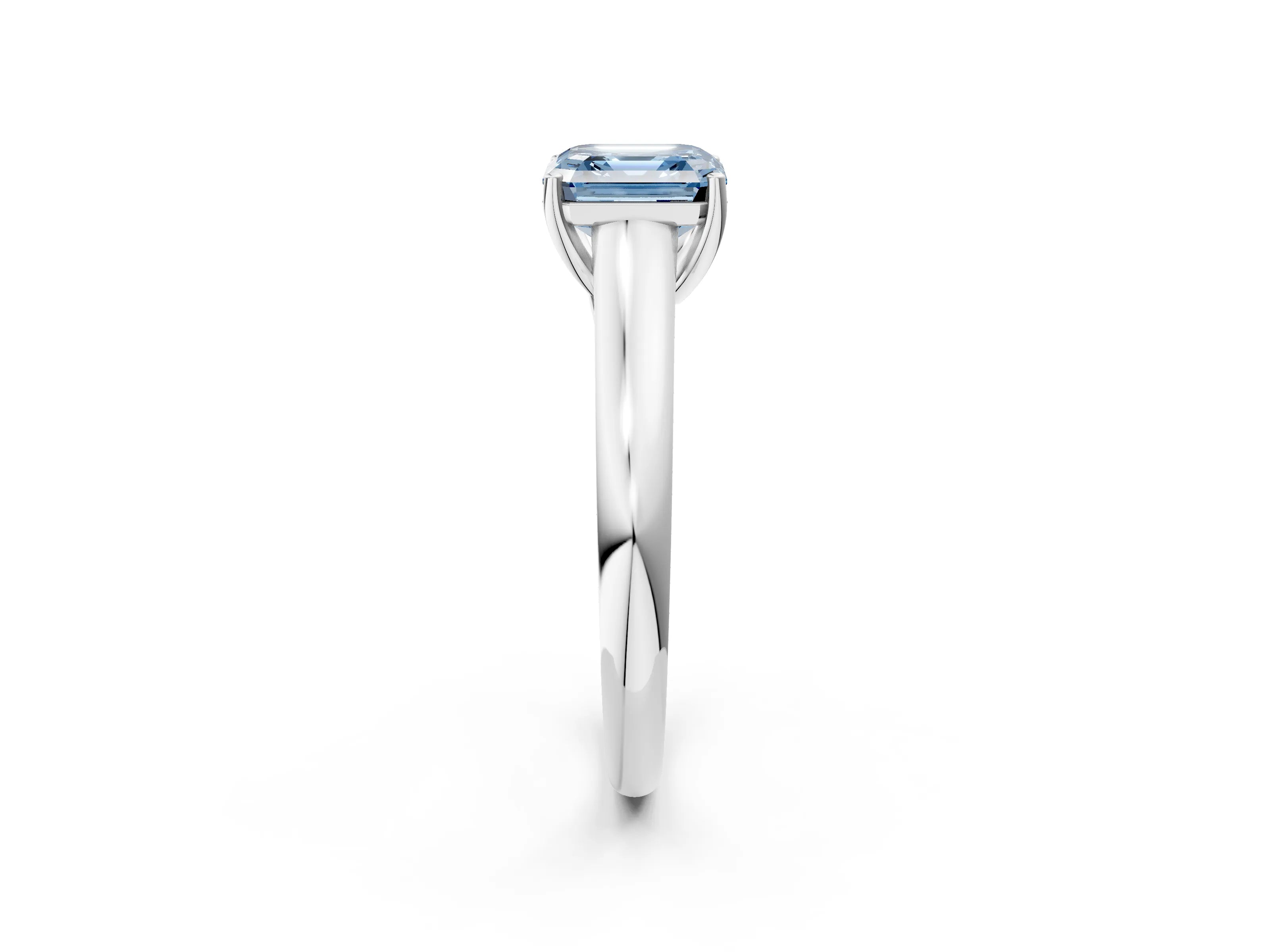 White gold Fancy Blue Asscher Cut Solitaire Engagement Ring with Tapered Band and Four-Prong Setting_17
