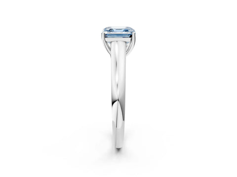 White gold Fancy Blue Asscher Cut Solitaire Engagement Ring with Tapered Band and Four-Prong Setting_17
