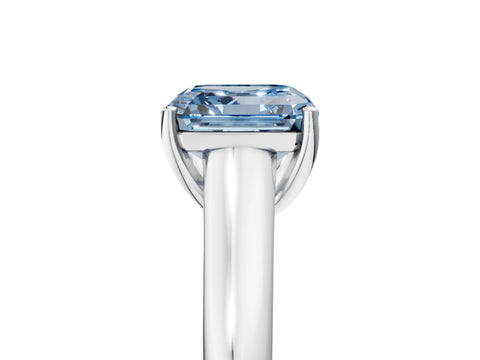 White gold Fancy Blue Asscher Cut Solitaire Engagement Ring with Tapered Band and Four-Prong Setting_20