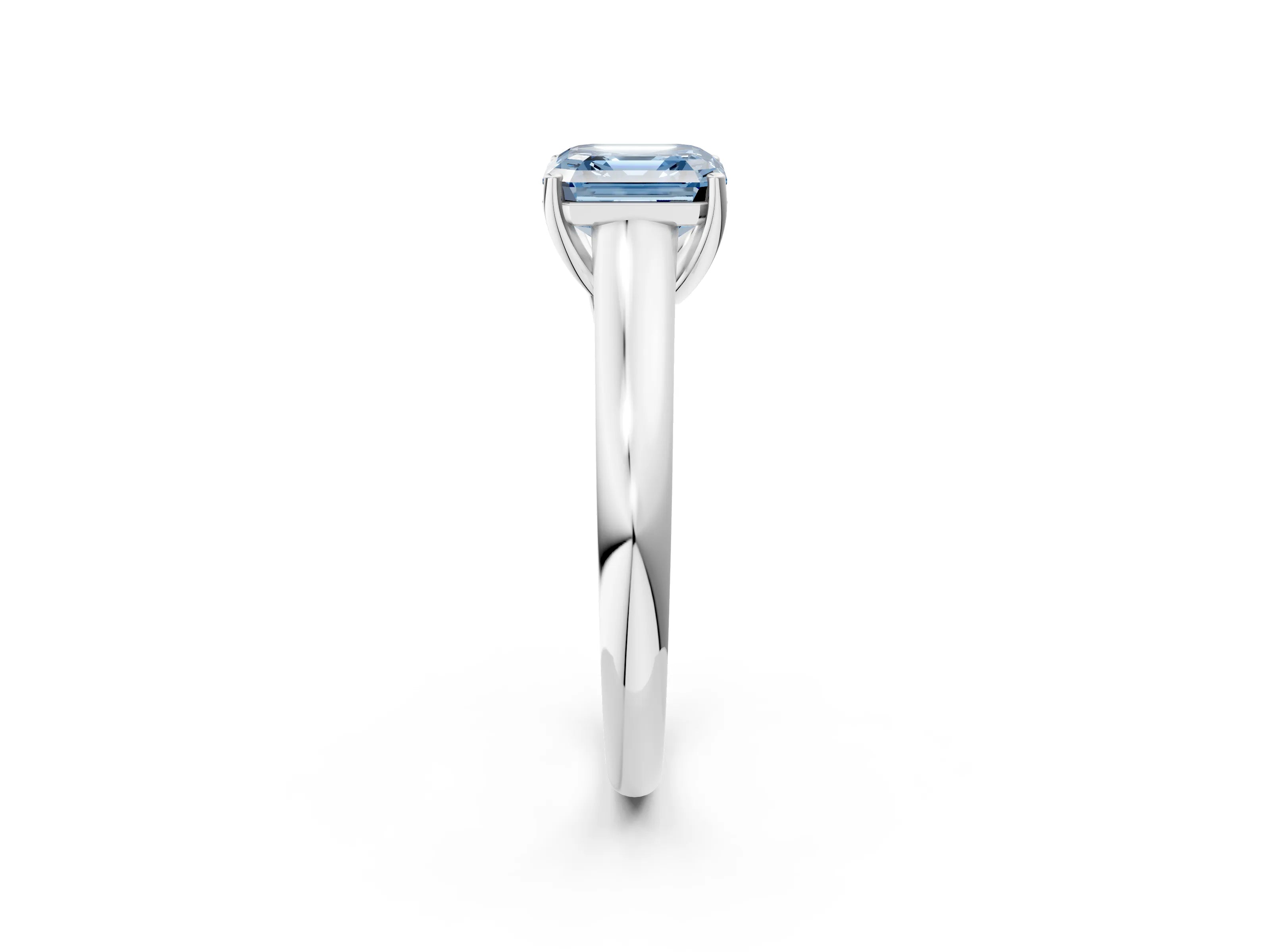 White gold Fancy Blue Asscher Cut Solitaire Engagement Ring with Tapered Band and Four-Prong Setting_5