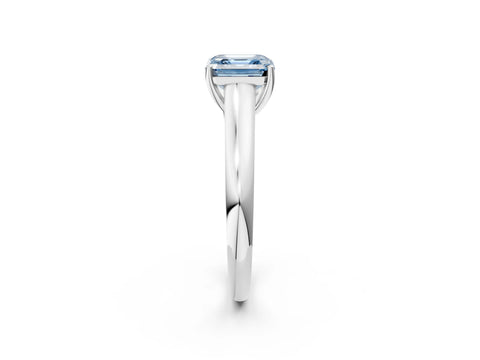 White gold Fancy Blue Asscher Cut Solitaire Engagement Ring with Tapered Band and Four-Prong Setting_5