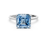 White gold Fancy Blue Asscher  Cut Solitaire Engagement Ring with Thin Band and Four-Prong Setting_3