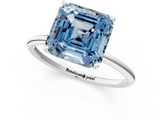 White gold Fancy Blue Asscher  Cut Solitaire Engagement Ring with Thin Band and Four-Prong Setting_4