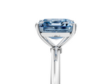 White gold Fancy Blue Asscher  Cut Solitaire Engagement Ring with Thin Band and Four-Prong Setting_8