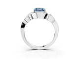 White gold Fancy Blue Asscher Cut Solitaire Intertwined Band Prong Setting Ring_3