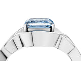White gold Fancy Blue Asscher Cut Solitaire Intertwined Band Prong Setting Ring_4
