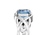 White gold Fancy Blue Asscher Cut Solitaire Intertwined Band Prong Setting Ring_5