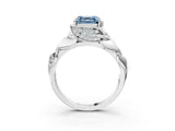 White gold Fancy Blue Asscher Cut Solitaire Leaf-Inspired Engagement Ring with Prong Setting_15