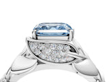 White gold Fancy Blue Asscher Cut Solitaire Leaf-Inspired Engagement Ring with Prong Setting_16