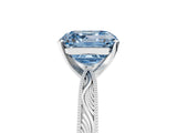 White gold Fancy Blue Asscher Cut Solitaire Milgrain Engraved Band with Four-Prong Setting_17