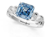 White gold Fancy Blue Asscher Cut Solitaire Milgrain Leaf Band with Prong Setting_14