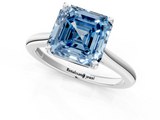 White gold Fancy Blue Asscher  Cut Solitaire Ring with Cathedral Band and Four-Prong Setting_1