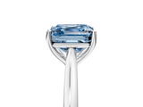 White gold Fancy Blue Asscher  Cut Solitaire Ring with Cathedral Band and Four-Prong Setting_5