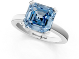 White gold Fancy Blue Asscher  Cut Solitaire Ring with Four-Prong Setting and Classic Band_23