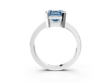 White gold Fancy Blue Asscher  Cut Solitaire Ring with Four-Prong Setting and Classic Band_25