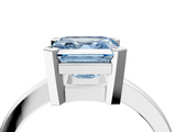 White gold Fancy Blue Asscher  Cut Solitaire Ring with Four-Prong Setting and Classic Band_26