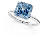 White gold Fancy Blue Asscher  Cut Solitaire Ring with Thin Band and Four-Prong Setting_18