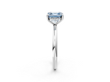 White gold Fancy Blue Asscher  Cut Solitaire Ring with Thin Band and Four-Prong Setting_20
