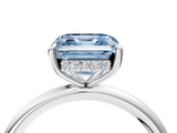 White gold Fancy Blue Asscher  Cut Solitaire Ring with Thin Band and Four-Prong Setting_21