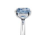 White gold Fancy Blue Asscher  Cut Solitaire Ring with Thin Band and Four-Prong Setting_23