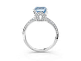 White gold Fancy Blue Asscher Cut Solitaire Split Shank Pave Diamond Engagement Ring with Four-Prong Setting_3