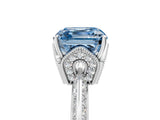 White gold Fancy Blue Asscher Cut Solitaire Split Shank Pave Diamond Engagement Ring with Four-Prong Setting_53
