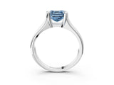 White gold Fancy Blue Asscher Cut Solitaire Tension Set Diamond Ring with Split Shank Band_15