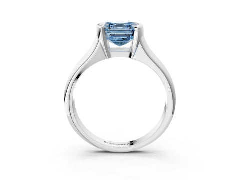 White gold Fancy Blue Asscher Cut Solitaire Tension Set Diamond Ring with Split Shank Band_15