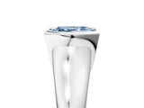 White gold Fancy Blue Asscher Cut Solitaire Tension Set Diamond Ring with Split Shank Band_17
