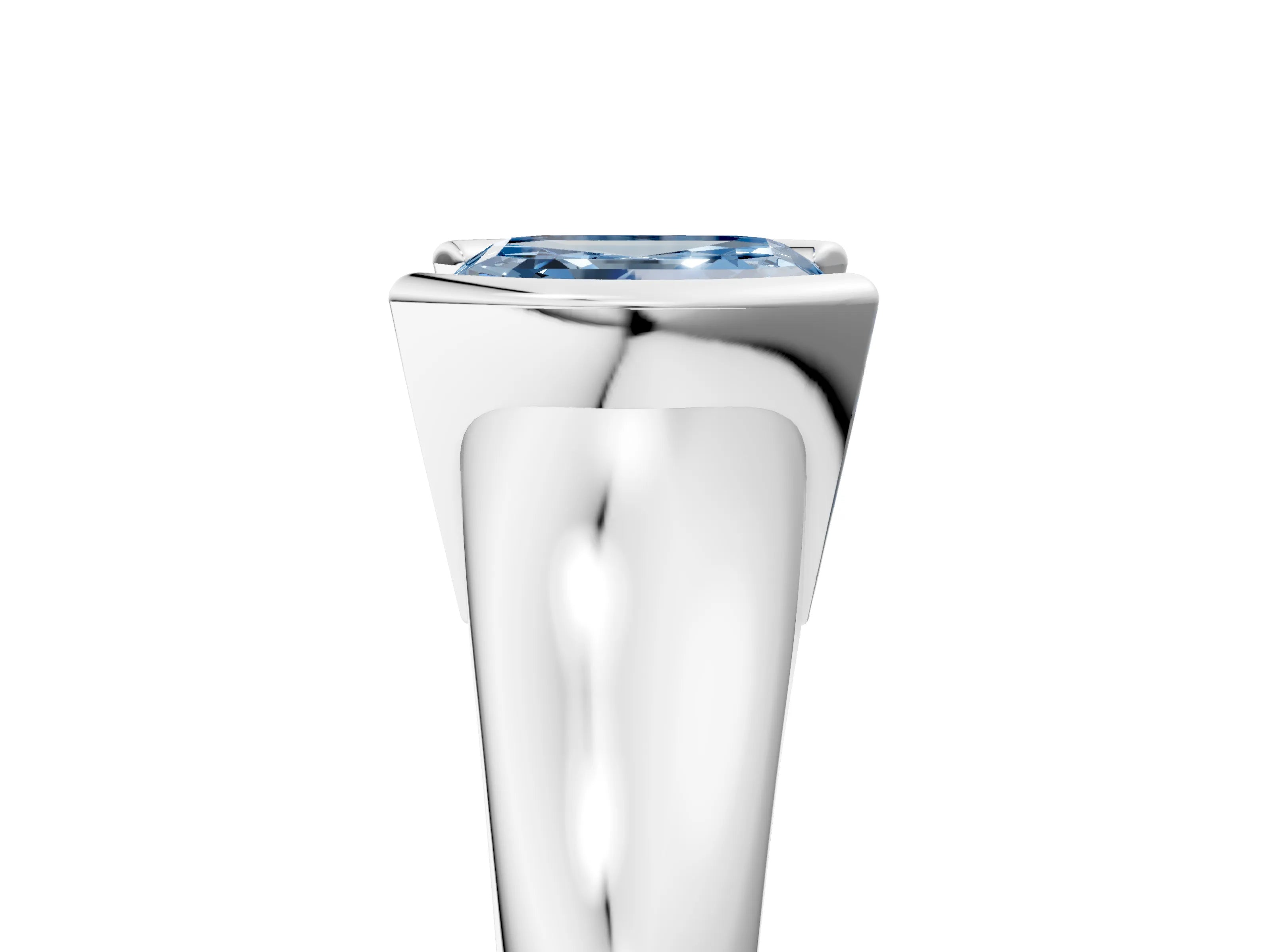 White gold Fancy Blue Asscher Cut Solitaire Tension Set Diamond Ring with Split Shank Band_17