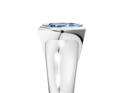 White gold Fancy Blue Asscher Cut Solitaire Tension Set Diamond Ring with Split Shank Band_17