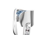White gold Fancy Blue Asscher Cut Solitaire Tension-Set Diamond Split Shank Ring_11