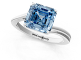 White gold Fancy Blue Asscher  Cut Solitaire Twist Band Ring with Four-Prong Setting_18