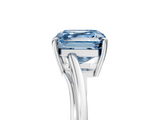 White gold Fancy Blue Asscher  Cut Solitaire Twist Band Ring with Four-Prong Setting_22