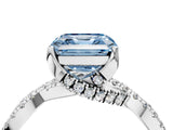 White gold Fancy Blue Asscher Cut Solitaire Twist Pave Diamond Engagement Ring with Prong Setting_28
