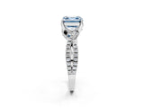 White gold Fancy Blue Asscher Cut Solitaire Twist Pave Diamond Engagement Ring with Prong Setting_2