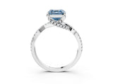 White gold Fancy Blue Asscher Cut Solitaire Twist Pave Diamond Engagement Ring with Prong Setting_4