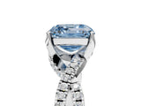 White gold Fancy Blue Asscher Cut Solitaire Twist Pave Diamond Engagement Ring with Prong Setting_5