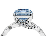 White gold Fancy Blue Asscher Cut Solitaire Twist Pave Diamond Engagement Ring with Prong Setting_5
