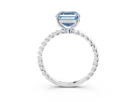 White gold Fancy Blue Asscher Cut Solitaire Twisted Band 4-Prong Ring_27