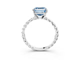 White gold Fancy Blue Asscher  Cut Solitaire Twisted Band with Four-Prong Setting_32