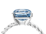 White gold Fancy Blue Asscher  Cut Solitaire Twisted Band with Four-Prong Setting_33