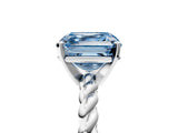 White gold Fancy Blue Asscher  Cut Solitaire Twisted Band with Four-Prong Setting_34